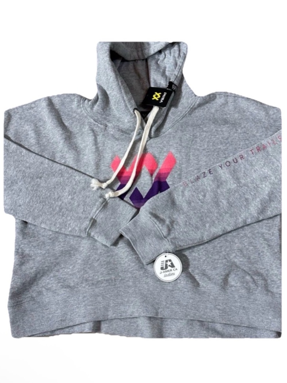Volkl Blaze Your Trails Womens Size XL Gray Lightweight Cropped Hoodie